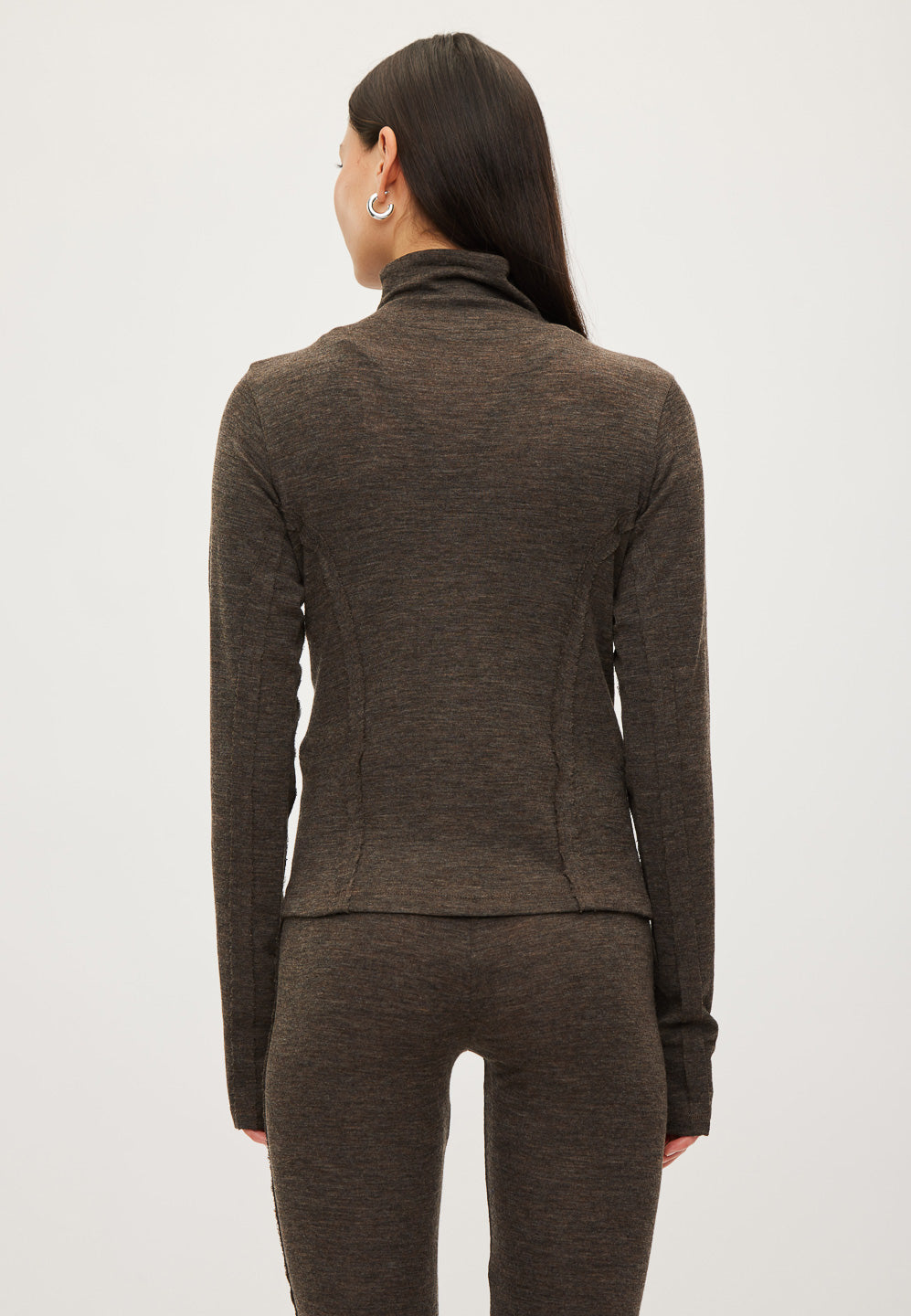 Rethinkit Merino Wool Half Zip Haze Haft Zip 9537 dark brown melange