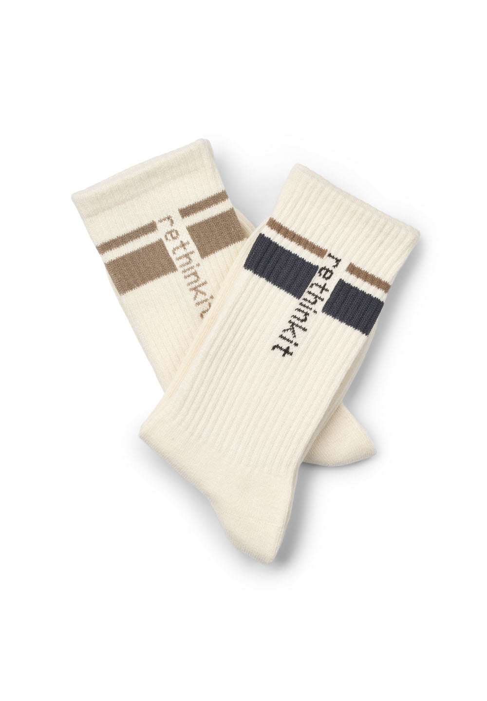 Rethinkit Rethinkit Striped Crew Sock 2pack Accessory 1088 ink mocha