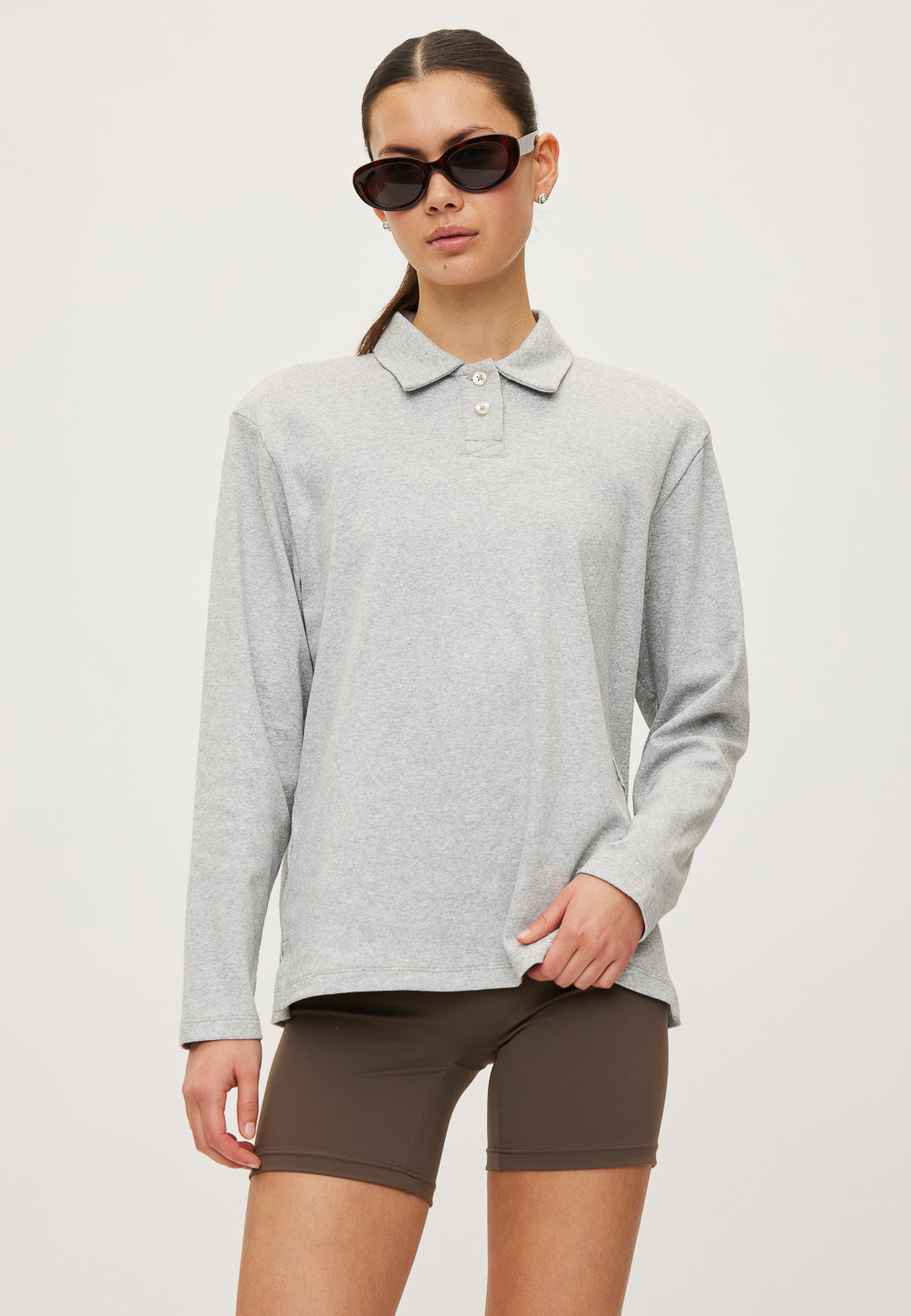 Rethinkit Rib Polo LS Elevate T-Shirt 0105 grey melange