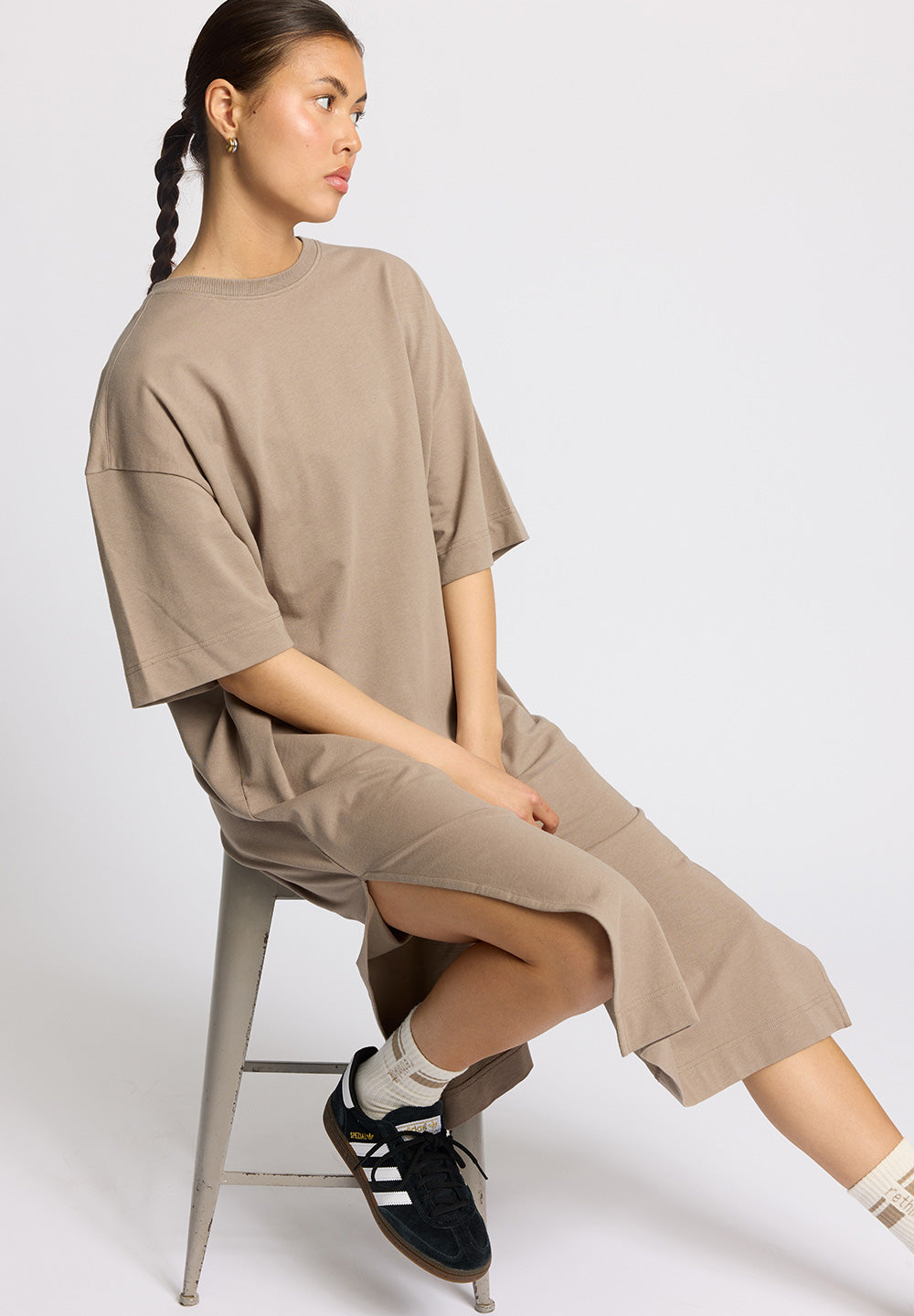 Rethinkit Light Sweat Tee dress dress 0075 warm grey