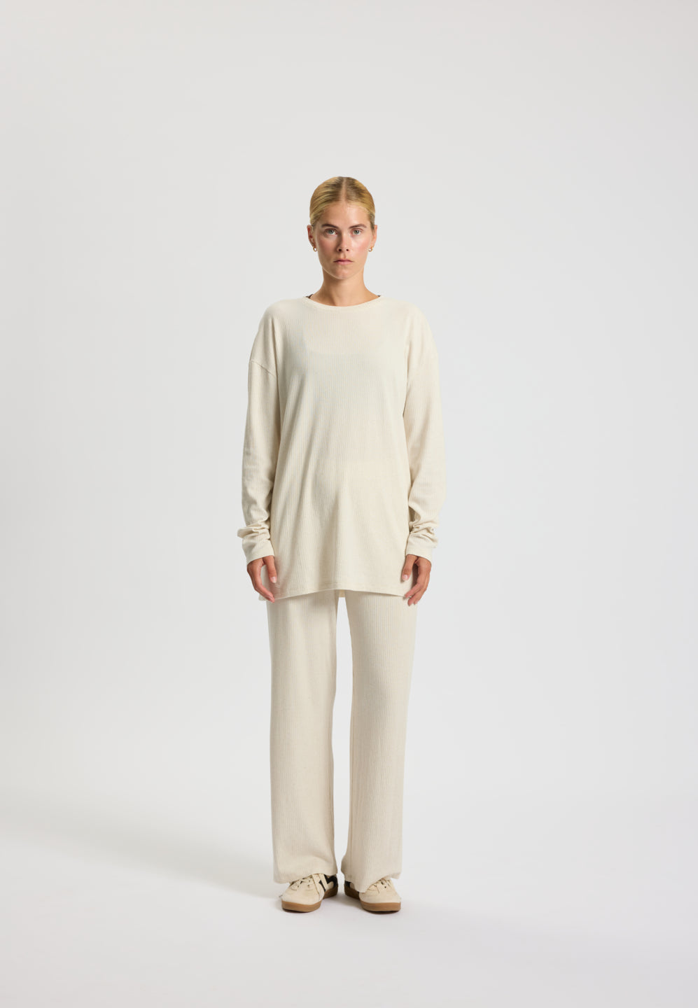 Rethinkit Wide Rib Long Tee MERCI Tee 3227 soft beige melange
