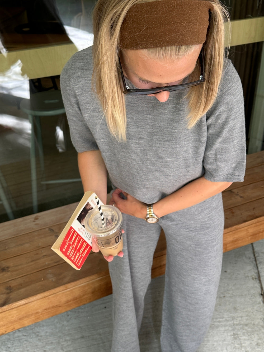 Rethinkit Wool Short Sleeve Keep Me Knitted Tops 0220 light melange grey