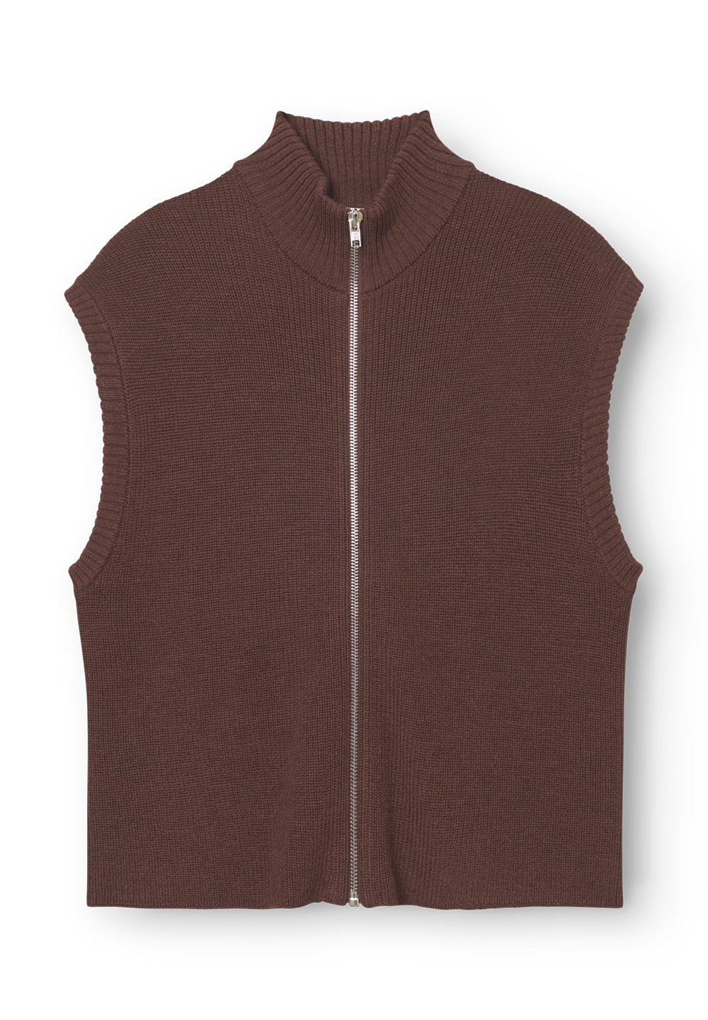 Rethinkit Wool Zip Vest Oslo Knitted Tops 3015 brown melange