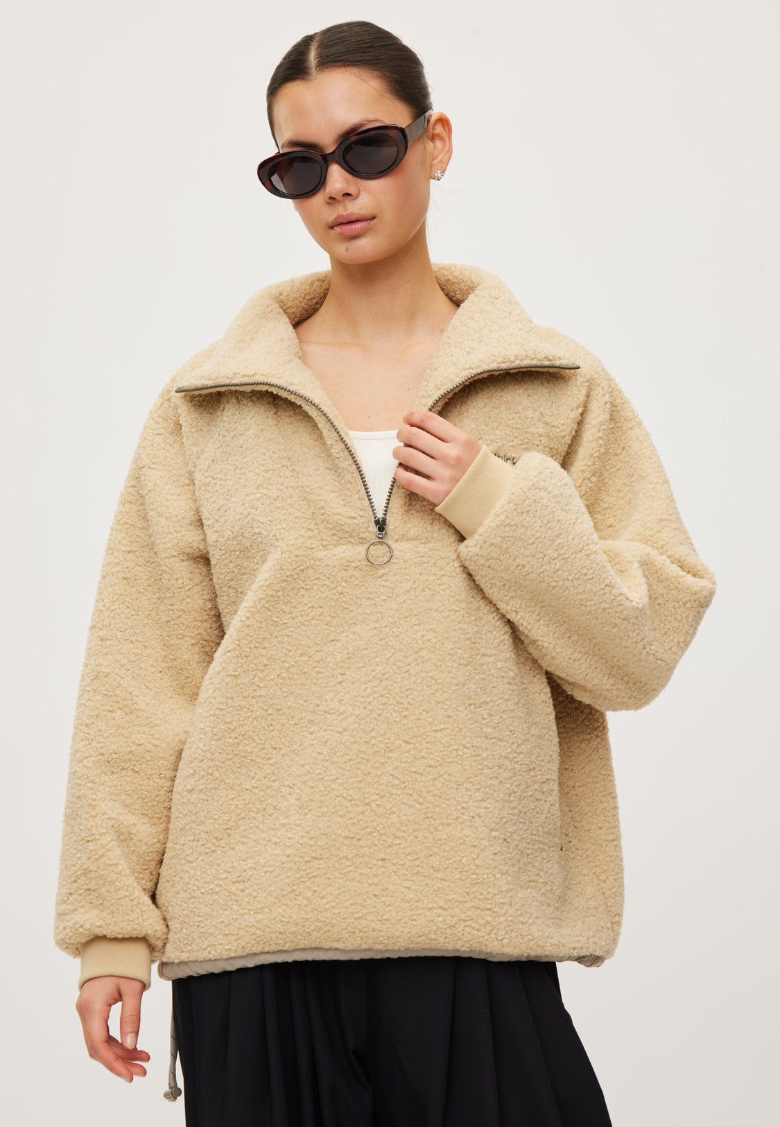 Rethinkit Half Zip Mount Pile Sweatshirt 3356 sandshell