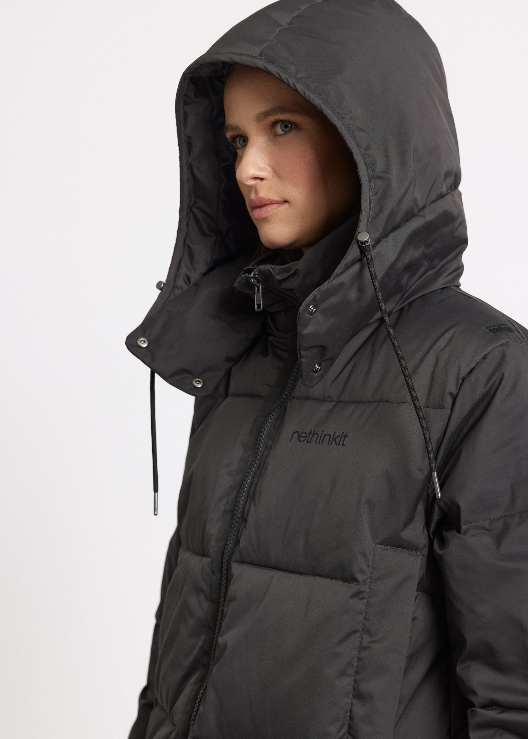 Puffer Coat SHELTER - almost black – Rethinkit Studios