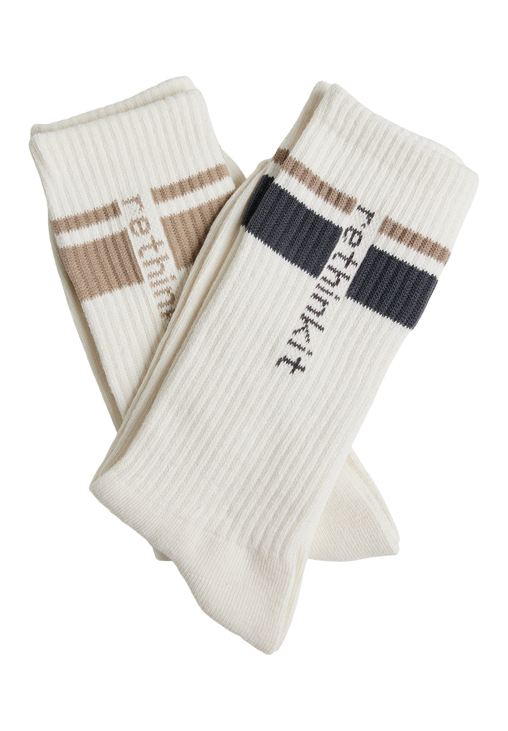 Rethinkit Rethinkit Striped Crew Sock 2pack Acc 1088 ink mocha