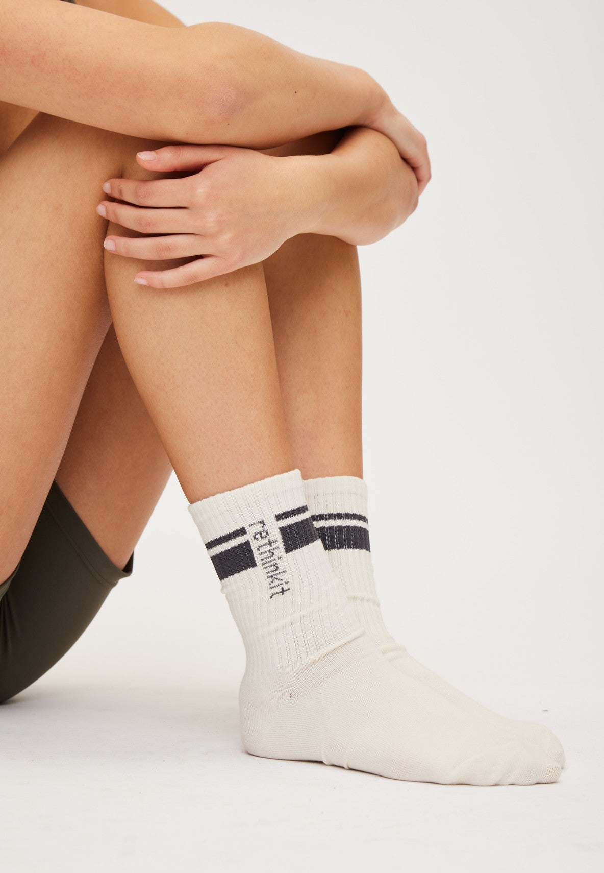 Rethinkit Striped Crew Sock 2pack - ink almost black