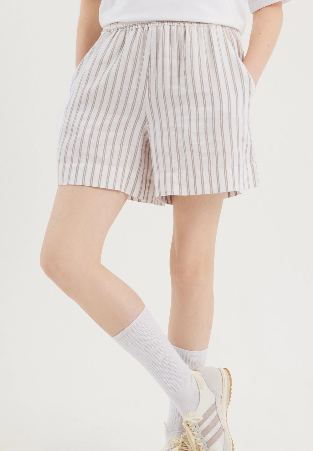 Rethinkit Stribed Shorts PJ Shorts 0076 warm grey stripe