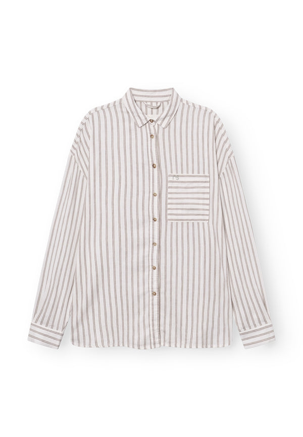 Rethinkit Stribet Skjorte PJ Shirts and Blouses 0076 warm grey stripe