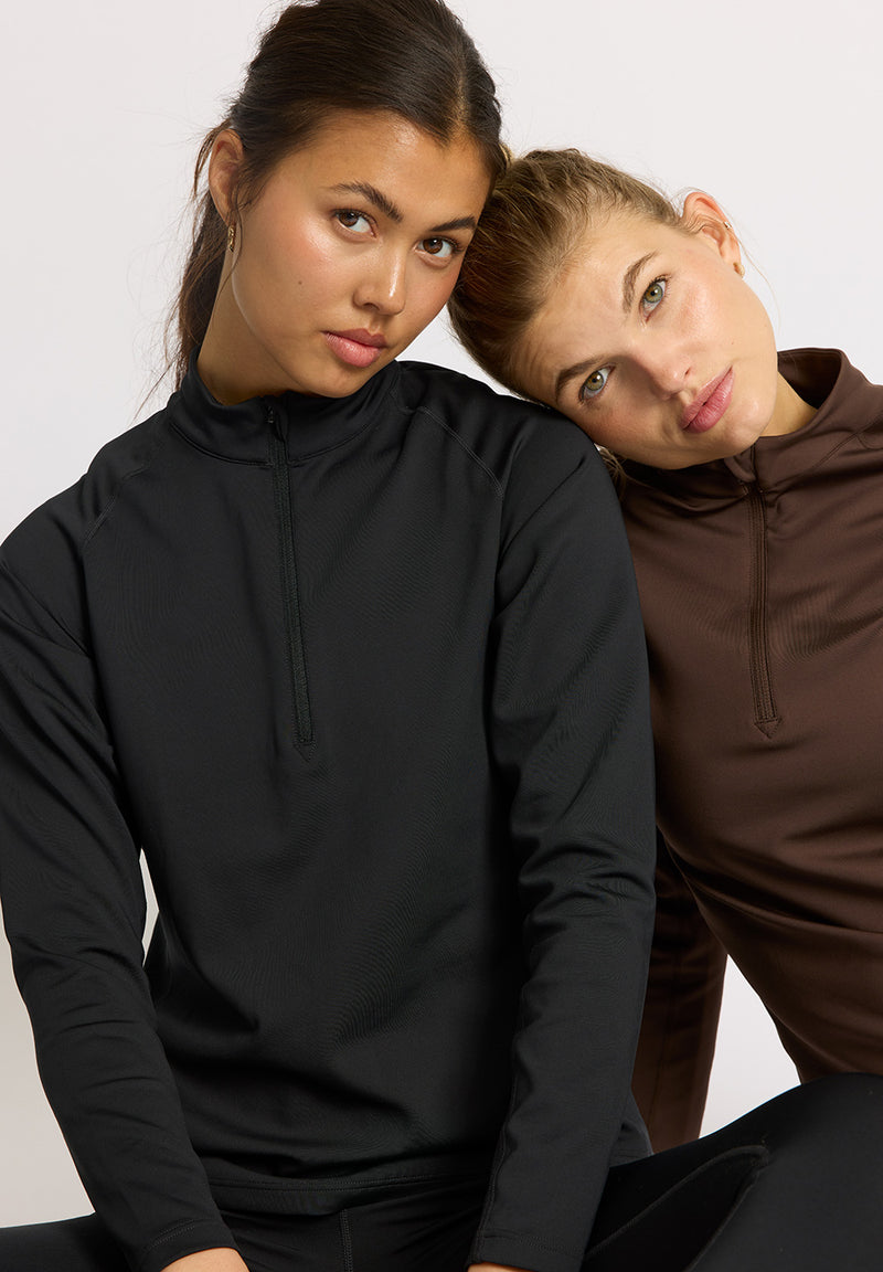 Rethinkit Warm Half Zip Tee Verbier Shirts and Blouses 0021 black