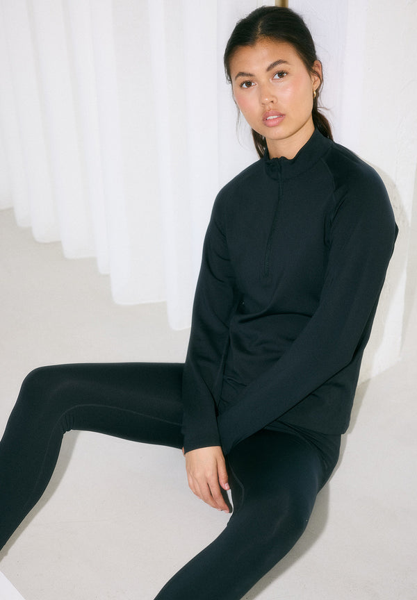 Rethinkit Warm Half Zip Tee Verbier Shirts and Blouses 0021 black