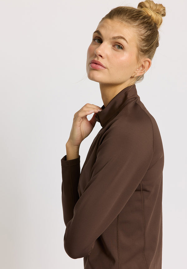 Rethinkit Warm Half Zip Tee Verbier Shirts and Blouses 3031 hot fudge