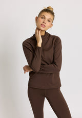 Rethinkit Warm Half Zip Tee Verbier Shirts and Blouses 3031 hot fudge