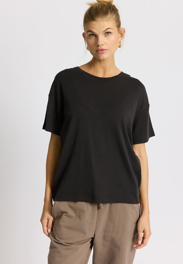 Rethinkit Wool Box Tee Mirja Jersey Tops and T-Shirts 0022 almost black