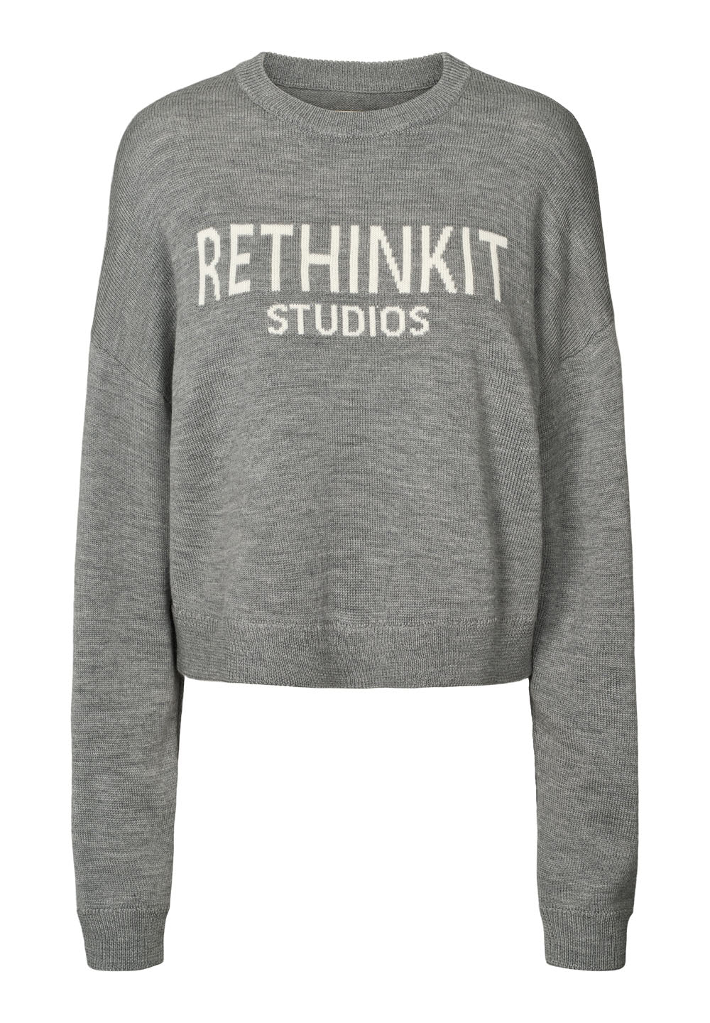 Rethinkit Wool Crew Logo Keep Me Pullover 0220 light melange grey