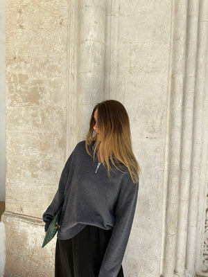 Rethinkit Wool Half Zip Oslo Knitted Tops 0107 dark melange grey