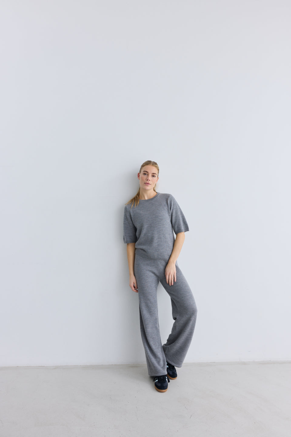 Rethinkit Wool Short Sleeve Keep Me Knitted Tops 0220 light melange grey