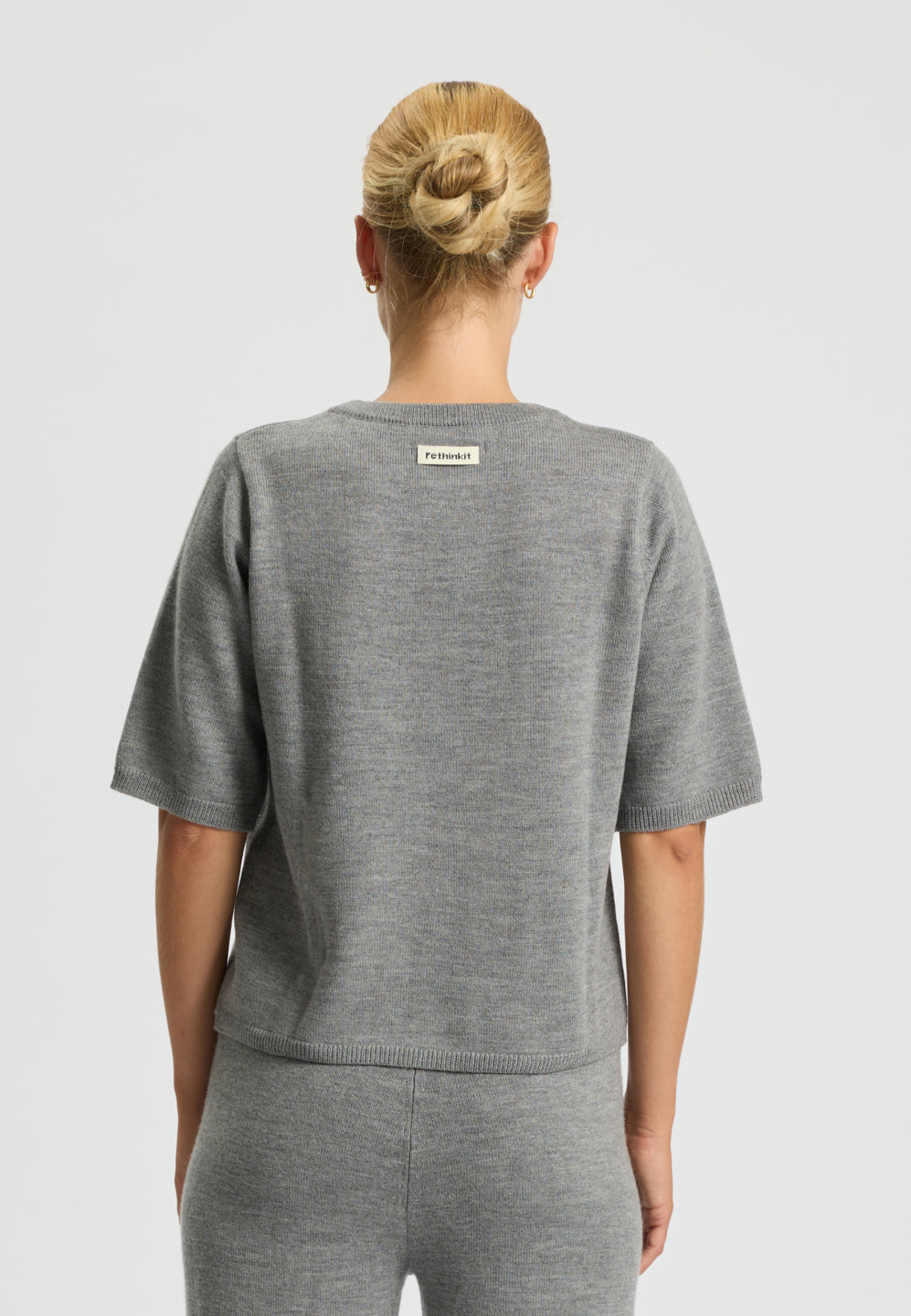 Rethinkit Wool Short Sleeve Keep Me Knitted Tops 0220 light melange grey