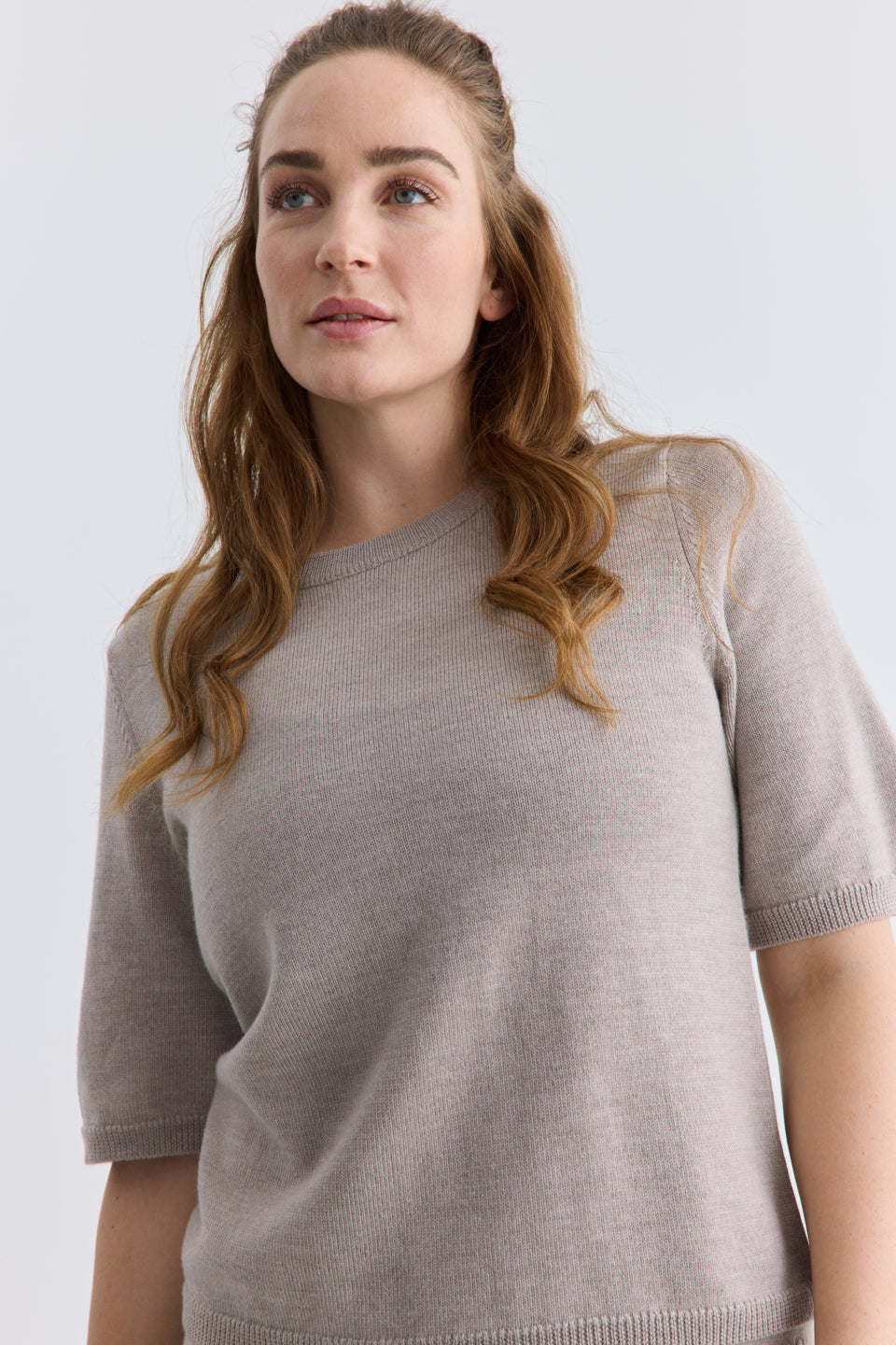 Rethinkit Wool Short Sleeve Keep Me Knitted Tops 3238 warm sand melange
