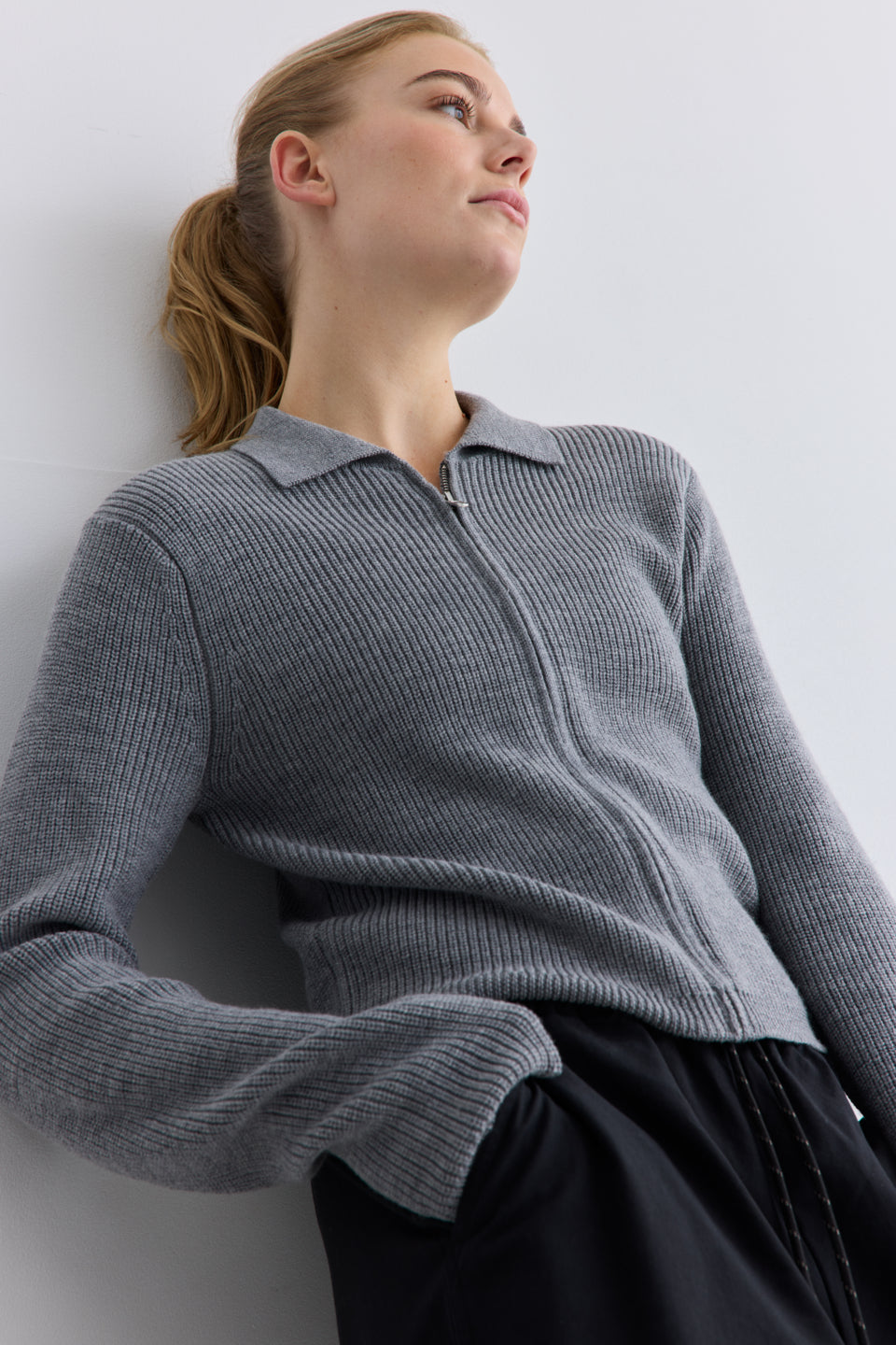Rethinkit Wool Zip Cardigan Keep Me Knitted Tops 0220 light melange grey