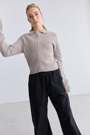 Rethinkit Wool Zip Cardigan Keep Me Knitted Tops 3238 warm sand melange