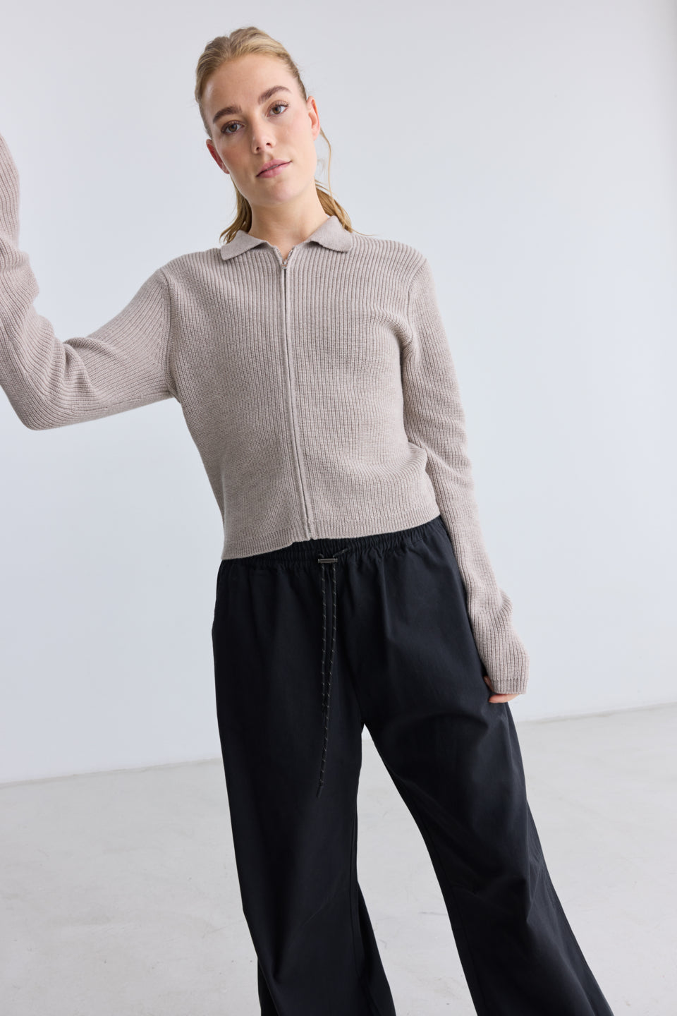 Rethinkit Wool Zip Cardigan Keep Me Knitted Tops 3238 warm sand melange